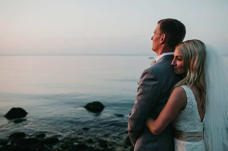 orient point beach wedding sunset