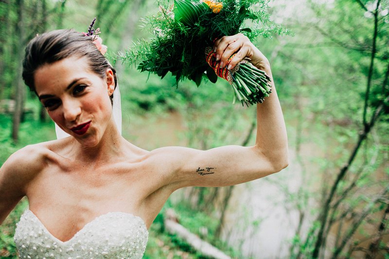 tattoo bride catskills farm wedding