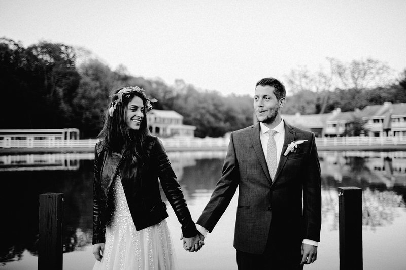 bride with leather jacket