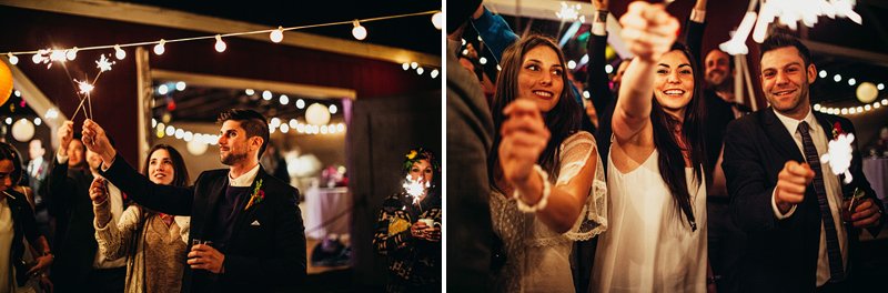 sparklers at wedding hudson valley farm 2