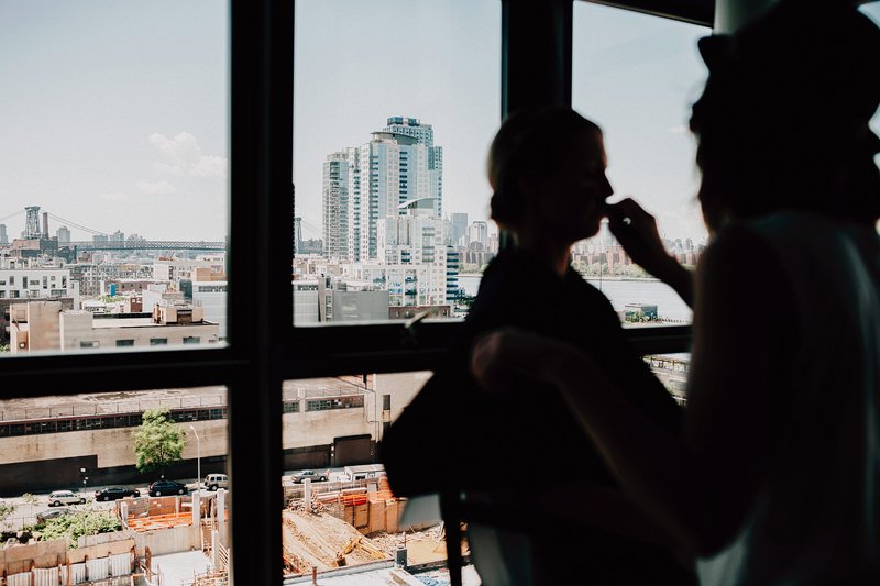 bride getting ready at wythe