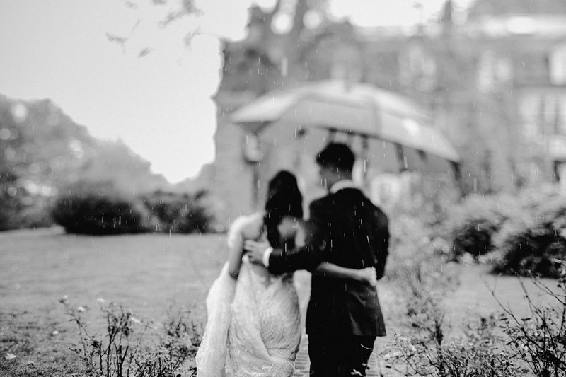 wedding day rain umbrella