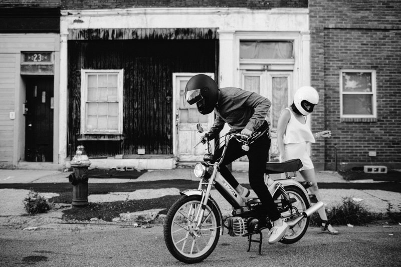 Greenpoint Brooklyn Summer Engagement Session vespa