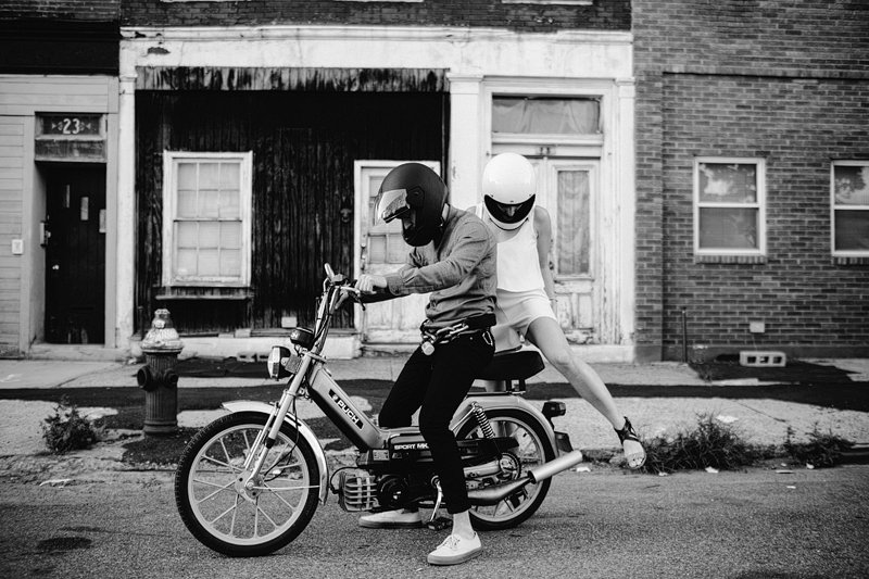 Greenpoint Brooklyn Summer Engagement Session vespa