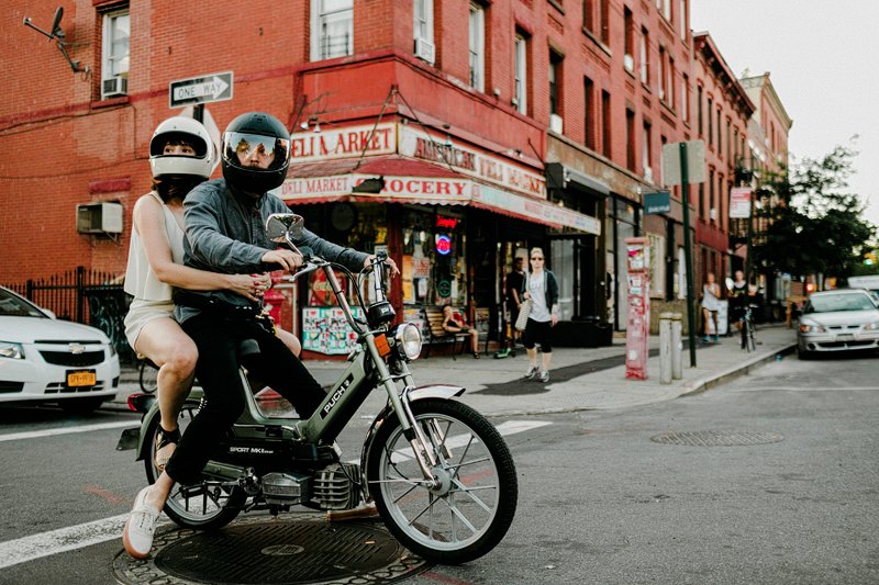 Greenpoint Brooklyn Summer Engagement Session vespa