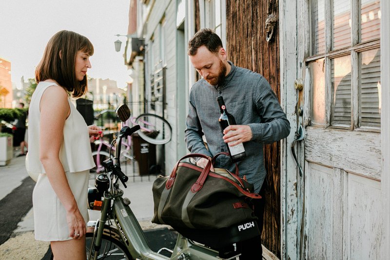 Greenpoint Brooklyn Summer Engagement Session vespa